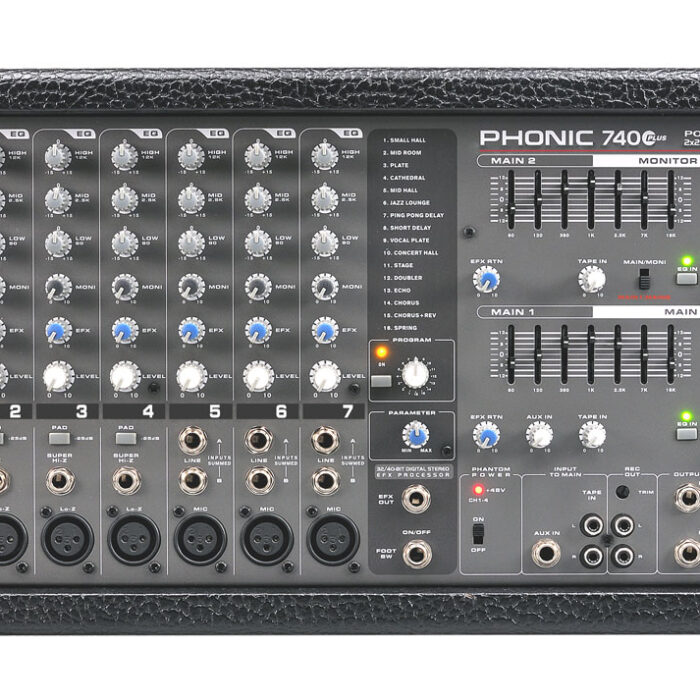 מיקסר מוגבר 7 ערוצים Powerpod 740 Plus של Phonic